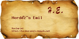 Hordós Emil névjegykártya
